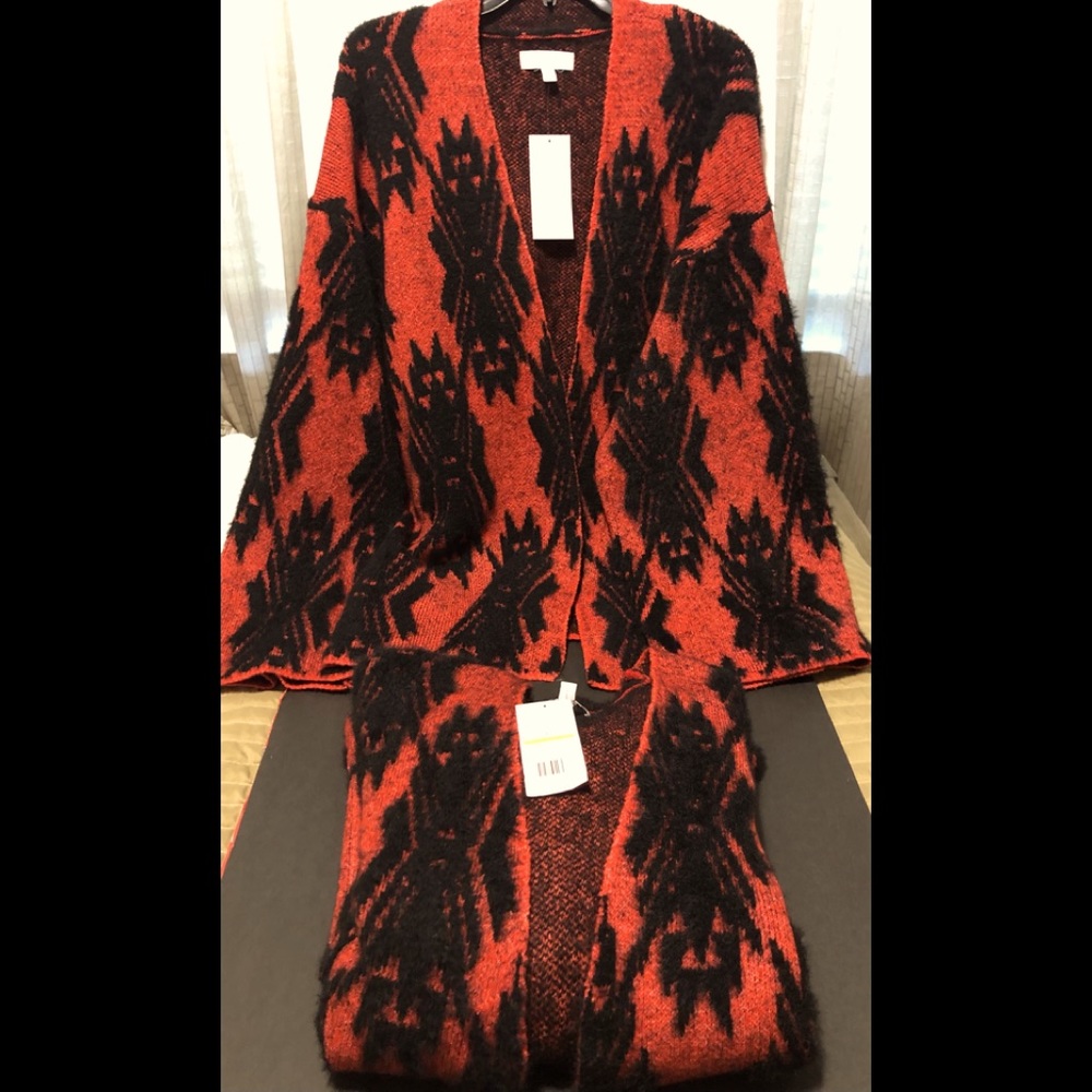 New Directions/Sweater Jacket Cardigan Red/BlkXL/L